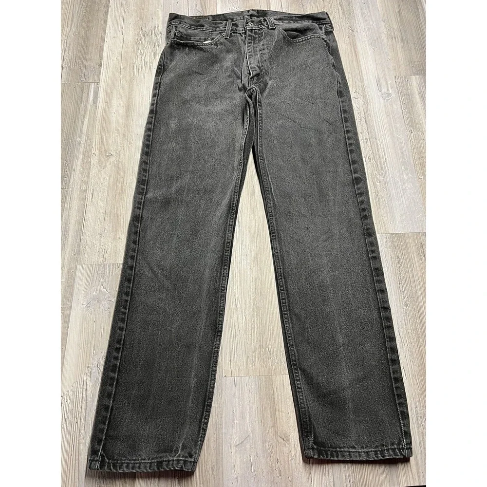 Levi's 505 Jeans Mens‎ Size 36x34 Regular Relaxed Black Denim Pants Faded